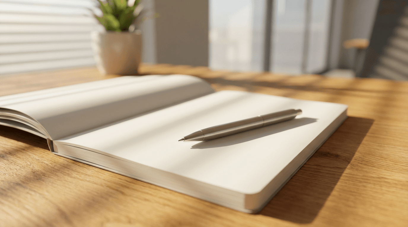 Parent reviewing guidance notes and planning materials at a wooden desk with warm natural light